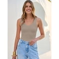 thumbnail image 4 of ANRABESS Womens Tank Tops 2026 Ribbed V Neck Summer Tops Basic Slim Fitted Sleeveless T Shirts Soft Knit Cami Tee Casual Layering Shirts Light Khaki XL, 4 of 13