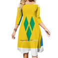 thumbnail image 1 of Vestido con cuello cuadrado y bandera de San Vicente y las Granadinas, nuevo vestido elegante ajustado a la cintura para mujer de talla grande, bandera internacional, 1 of 6