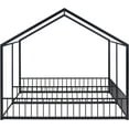 thumbnail image 4 of Metal Twin-Twin Size House Platform Beds, Two Shared Beds in 1, Full Length Guardrail and Roof, 4 of 6