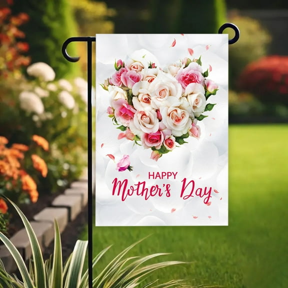 Yhmxh Happy Mother's Day Garden Flag, Carnation Flower Mothers Garden Flag Double Sided 12 x 18 Inch, Welcome Mother's Day Yard Flags for Outside Decor Lawn Rustic Farmhouse Outdoor Decoration