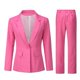 thumbnail image 1 of Conjunto de traje de dos piezas de color liso con botonadura sencilla para mujer (parte superior + pantalón), 1 of 4