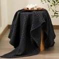 thumbnail image 5 of PHF 100% Cotton Waffle Weave Blanket, Lightweight Throw Washed Blanket for Bed Sofa Home Decor, Black, 50"x60", 5 of 6