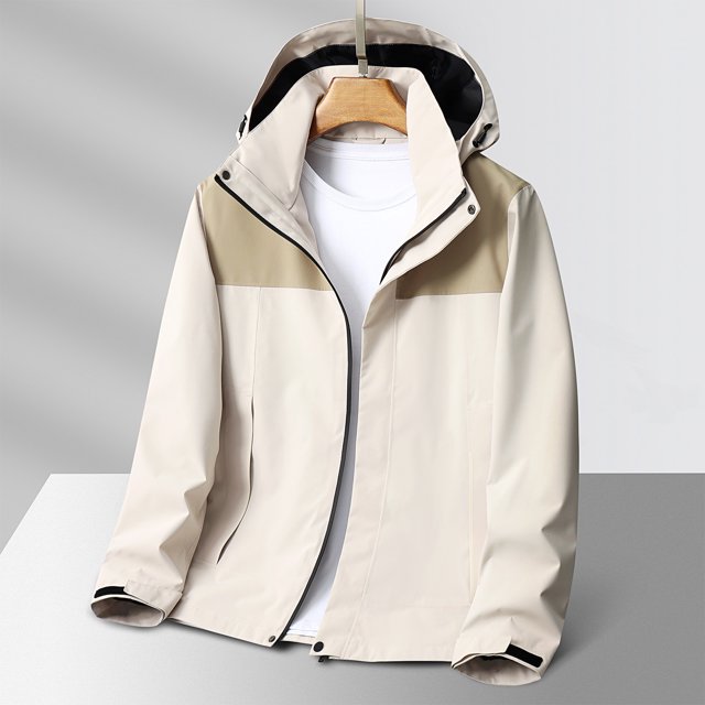 LOVZFMLL Jackets for Men Splice Solid Color Outdoors Mountaineering Wearproof Warm Zipper Multi-pocket Coat Long Sleeve Jacket