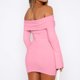 thumbnail image 5 of Vestido De Otoño Vestido de otoño para mujer, vestido ceñido al cuerpo con cuello oblicuo, traje de vacaciones de estilo Sexy ajustado Kuymtek Rosa S para Mujer, 5 of 5
