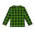thumbnail image 5 of AHTJRT Girls Boys Plaid 2 Piece Pajama Set Crewneck Tee Shirt and Pants Set Comfort Long Sleeves Outfits Casual Lounge Sleepwear Set Green 9-10 Years, 5 of 8