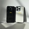 thumbnail image 2 of Luxury Personalize Initials Leather Soft Phone Case For iPhone 15 14 13 Pro Max 12 Mini 11 XS XR X 8 7 Plus SE Protective Cover, 2 of 5
