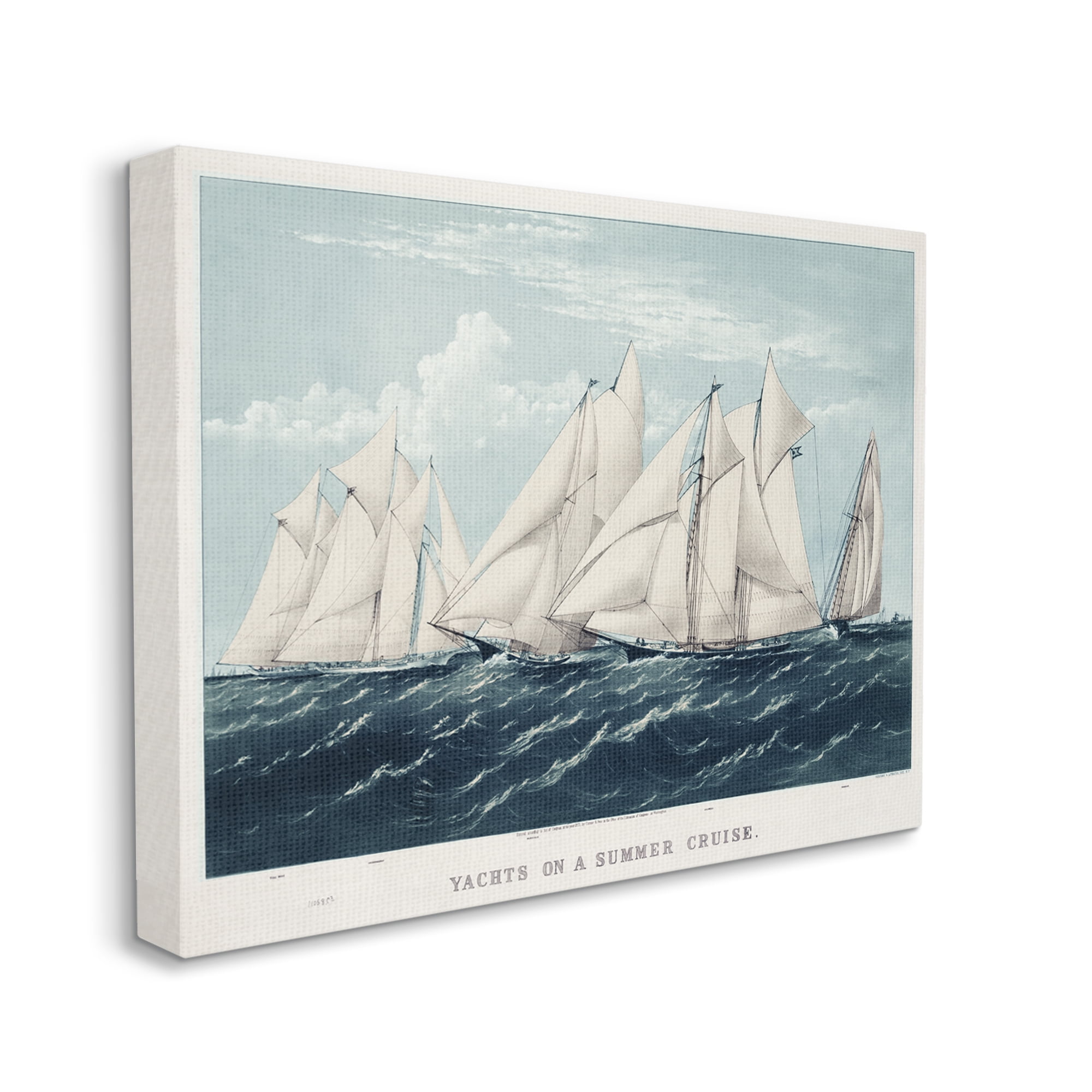 Stupell Industries Vintage Summertime Yachts Transportation Painting Gallery Wrapped Canvas Print Wall Art, 20 x 16