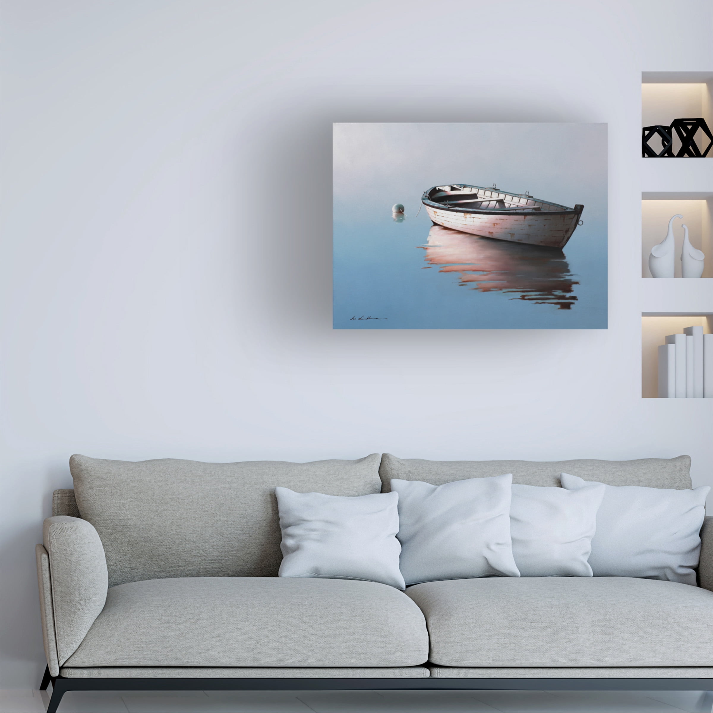 Zhen Huan Lu 'Lonely Boat 2017' Canvas Art