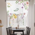 thumbnail image 4 of Pink Spring Floral Tie Up Curtain 63 Inches Long, Watercolor Botanical Wildflowers Balloon Style Kitchen Window Curtain Over Sink, Small Window Rod Pocket Curtain 46"x63", 4 of 9