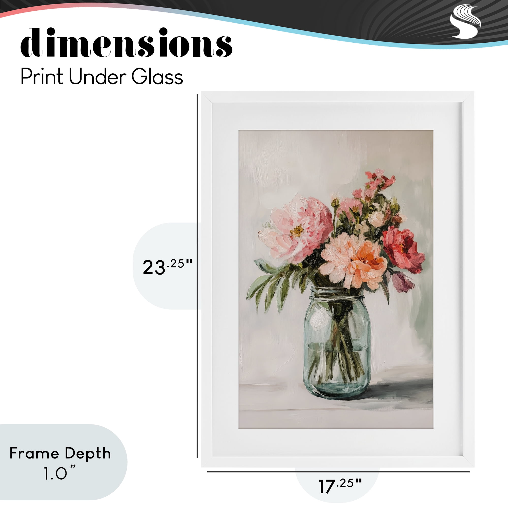Stupell Industries Pink Flower Stems in Jar White Framed Print Under Glass, design by Petal Prints Design