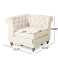 thumbnail image 5 of GDF Studio Batavia Chesterfield Tufted 7 Seater Sectional Sofa with Nailhead Trim, Beige Fabric and Dark Brown, 5 of 13