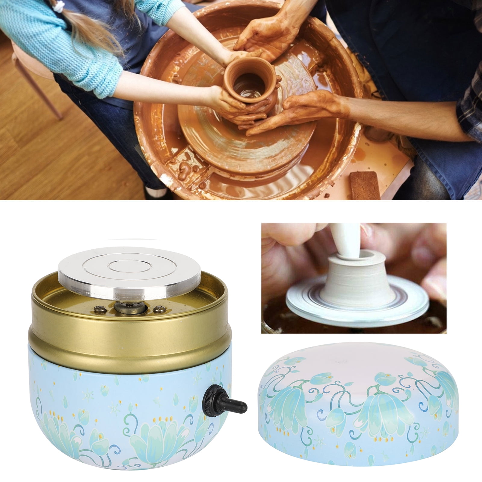 M Buder Electric Pottery Machine Mini DIY Ceramic Tool Equipment Set for Students and Adults EU Plug 110-240V, 9.06 inches / 23 cm