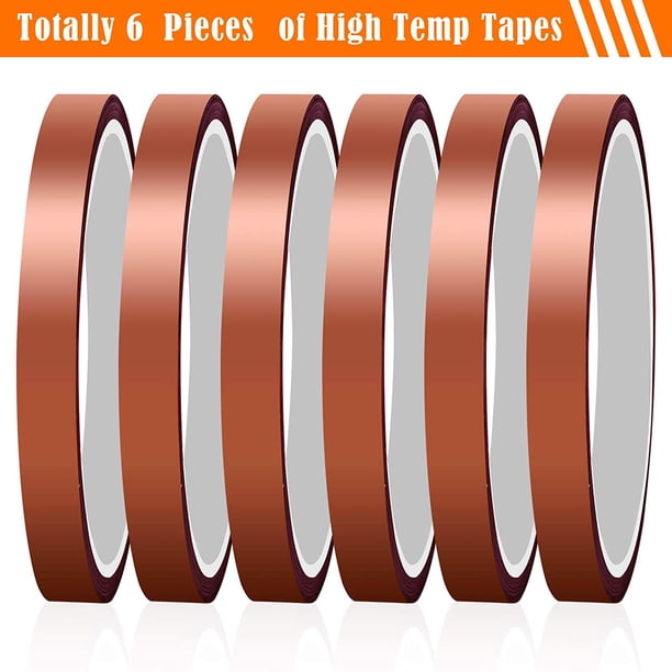Cinta de calor para prensa de calor, 6 paquetes de cinta de transferencia de calor resistente al calor cinta de alta temperatura para sublimación en tazas de café, HTV Craft en telas de camiseta Ormromra WRMH-10
