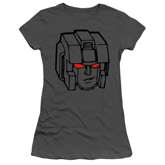 Transformer S/Starscream Head S/S Junior Women's T-Shirt Sheer Charcoal
