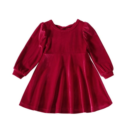 

Quealent Girls Dress Female Big Kid Trim Fit Tights Girls Toddler Girls Long Sleeve Dresses Bowknot Hollow Out Dress Clothes Toddler (Red 9-12 Months)