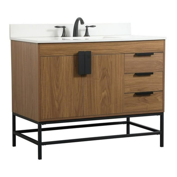 Elegant Decor Eugene 42" Single Bathroom Vanity with Backsplash in Walnut Brown