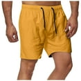 thumbnail image 3 of Caqnni Mens Shorts Adjustable Elastic Waist Casual Workout Shorts with Pockets(L,Yellow), 3 of 5