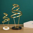 thumbnail image 2 of Abstract Swirl, Modern Resin Sitting Statues Sculpture Strong Metal Round Base Elegant Gold Color Geometric Sculpture for Family Office Library Cafe (Large Size and Black Base), 2 of 9