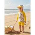 thumbnail image 3 of BemeyourBBs Toddler Baby Girls Boys Swimsuits Cute Infant Bathing Suit Turtle Tree Dinosaur Swimwear Rash Guard Long Sleeve Tops with Swim Trucks Shorts and Hat Set Summer Beachwear, 3 of 9