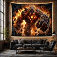 thumbnail image 6 of Volcanic Lava Monster Bursting Through Fire, Dramatic Fantasy Illustration, Halloween Gift for Monster Fans, Creature Wall Art, Tapestry Wall Hanging for Gaming Room and Dorm, 6 of 7