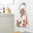 thumbnail image 3 of Yayeee 2 Pack Hand Towels for Bathroom 100% Cotton 16" x 28" Soft Absorbent Kitchen Towel, Red Christmas Poinsettia, 3 of 7