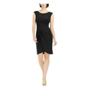 JESSICA HOWARD Womens Black Cap Sleeve Sheath Evening Dress Petites 14P