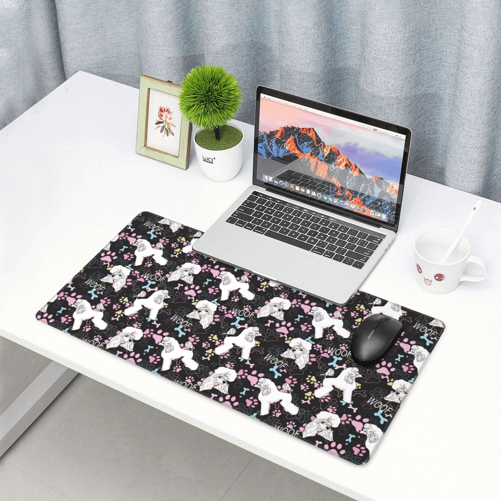 Kdxio Cute Poodle Dog Print Large Gaming Mouse Pad,Non-Slip Base,Water Resist Keyboard Pad for Gamer,Office & Home,29.5 x 15.8 in