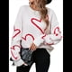 thumbnail image 3 of Suéter de San Valentín para Mujer, de Larga, con Bordado de Corazón, de Punto de Gran Tamaño, Tops. L, 3 of 10
