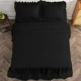 thumbnail image 4 of 4 Piece Long Ruffle Sheet Set, 30" Inch Long Ruffle On Corner Of The Flat Sheet, 10 Inch Deep Pocket, 100% Egyptian Cotton, 800 TC, Full Size, Solid Black, 4 of 9