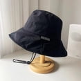 thumbnail image 3 of XIAOCHA Womens Drawstring‑Adjust Bucket Hat Solid Sun Hat Summer Outdoor Boonie Hat,Black, 3 of 3