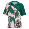 thumbnail image 4 of Moda mujer verano estampado cuello en V botón Casual manga corta blusa camisas Fridja  bn6523, 4 of 8