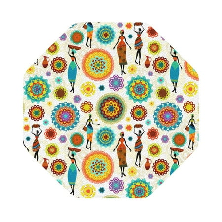 

Salouo Beautiful African Womens Print Round Coaster Drink Coasters Leather Bar Beer Beverage Coasters for Drinks Set of 4 for Tabletop Protection Coffee Table Decor