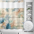 thumbnail image 2 of No Hook Shower Curtain, Beige Beach Coastal Shower Curtains for Bathroom with See Through Top Window, Summer Nautical Coral Shell Botanical Vintage Waterproof & Washable Bath Curtain Standard 72"x72", 2 of 9