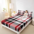 thumbnail image 4 of jejeloiu Abstract Geometric Grid Twin Sheet Sets,Checkered Plaid Pattern Twin Fitted Sheet,Pink Black White Line Flat Sheet For Girls Kids,Microfiber Bedroom Decor,3-Piece, 4 of 7