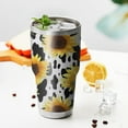 thumbnail image 3 of 30oz White Sunflower Cow Print Pattern Tumblers Stainless Steel Tumbler with Lid and Straw,Vacuum Insulated Double Wall Travel Tumbler Cups Mug with Cleaning Brush for Coffee,Tea, 3 of 7