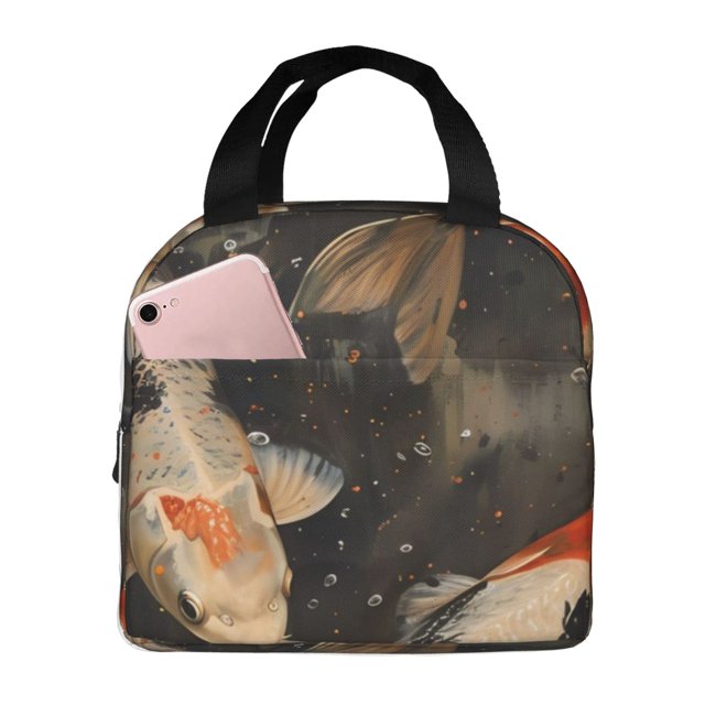 Balery Koi Fish Tranquility Bolsa de Almuerzo Aislada – Caja de Almuerzo con Papel de Aluminio Grueso, Mantiene la Comida Fresca por 4 Horas