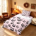 thumbnail image 3 of Homewish Pumpkin Lantern Twin Sheets for Girls, Happy Halloween Theme Bedding, Pink Black, 3 Pieces (1 Flat Sheet, 1 Fitted Sheet and 1 Pillowcase), 3 of 6