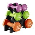thumbnail image 1 of HolaHatha 1, 2 and 3 lb Neoprene Dumbbell Strength Training Weight Set with Rack, 1 of 11
