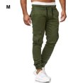 thumbnail image 3 of Cotton Men Trousers Solid Color Replacement Stylish Washable Easy Matching Middle Waist Home Long Pant Clothes Green M, 3 of 6