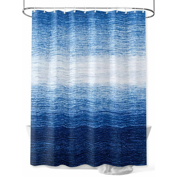 Fsddascl Blue White Ombre Shower Curtain Set - 66" x 72" Washable Bathtub Curtain with 12 Hooks, Gradient Abstract Gradient Texture Waterproof Fabric Stall Shower Curtains for Bathroom/Bathtub