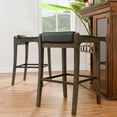 thumbnail image 3 of Leick Home 10116GS/BL Graystone Wood Fastback Counter Height Stool with Black Faux Leather Seat, Set of 2, 3 of 12