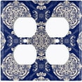 thumbnail image 3 of Metal Light Switch Plate Cover Mandala Blue White Floral Pattern Damask MDL072, 3 of 13