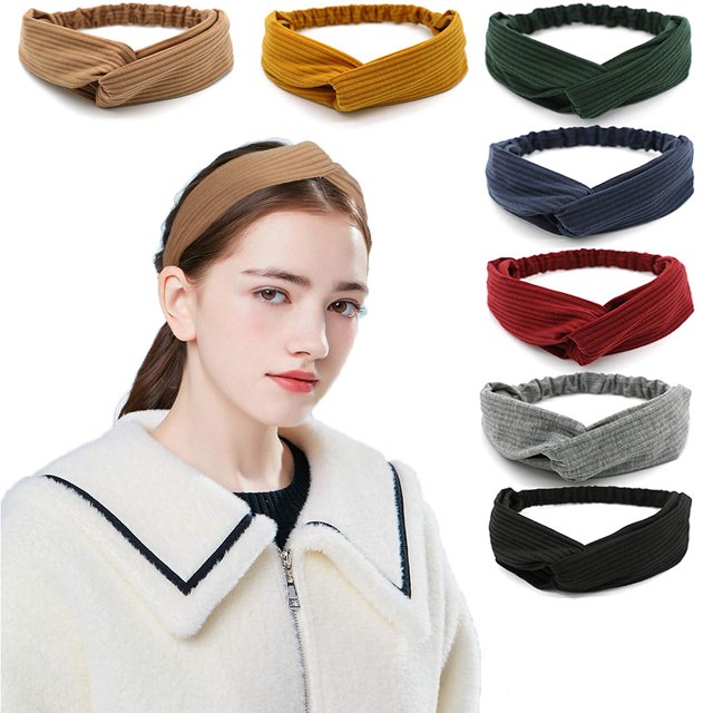 Diademas para mujer Criss Cross Anudado Boho Banda para la cabeza para mujer Diadema elástica para niñas Accesorios para el cabello de ocio de moda vintage 7 piezas