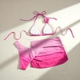 thumbnail image 4 of JoveMarine Women's Gradient Color Tie-Dye Bikini Set, Three-Piece Swimwear for Beach Vacation, Trendy Bikini Sets for Women with Adjustable Ties,Hot Pink L, 4 of 4