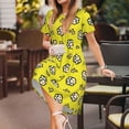 thumbnail image 3 of Fotbe White Popcorn Vestido Largo de Moda para Mujer, Vestido Tipo Camiseta con Manga Corta y Estilo Casual a Rayas y Bloques de Color, 3 of 6