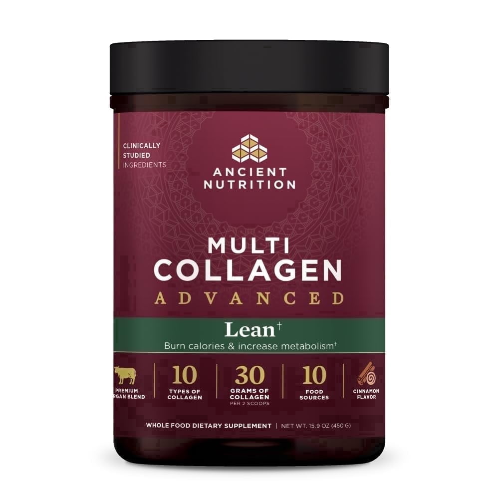 Ancient Nutrition Hydrolyzed Collagen Peptides Lean Protein Powder with Probiotics & Vitamin C, Cinnamon, 25 Servings