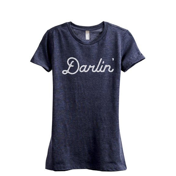 Darlin' Women's Fashion Relaxed T-Shirt Tee Heather Navy Medium