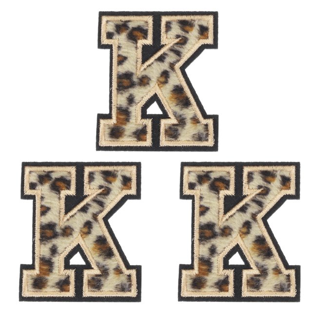 Parche de letras K de Uxcell, parches de leopardo, letras K, parche de 6CM/2.36" con proceso de adhesivo termofusible para reparación de ropa, 3PCS