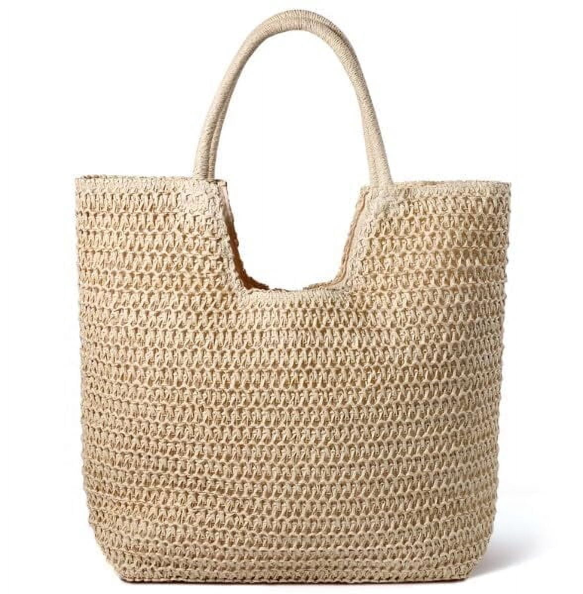 Crochet Tote Bag Beach Bags for Women Summer Bag Cute Beach Bag Mesh Beach Bag(khaki 3)