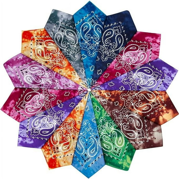 Holytech 14 pieces Bandanas Paisley Print Novelty Headband Cowboy Headwraps Scarfs Hair Head Bandana for Women Men Boy Girl